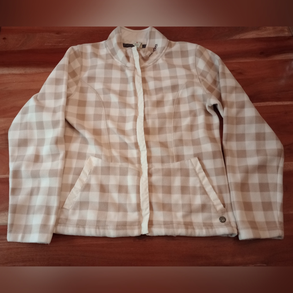 BURTON Women's MOBILIZER Zip-Up Fleece - Ant Ivory Gingham - size Large